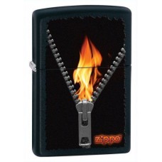 Зажигалка ZIPPO Zipped Black Matte, латунь с порошковым покрытием, черный, матовая, 36х56х12 мм