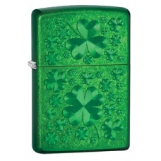 Зажигалка ZIPPO Clover, латунь с покрытием Meadow™, зелёный, глянцевая с гравировкой, 36х12x56 мм