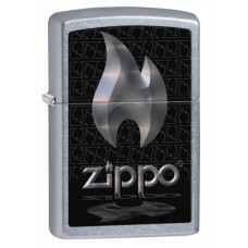 Зажигалка ZIPPO Flame Street Chrome,латунь с никеле-хром. покрыт.,серебр.,матов.,36х12х56 мм