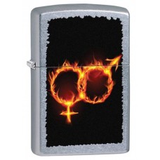 Зажигалка ZIPPO Man Woman Fire, латунь с покрытием Street Chrome™, серебристый, матовая, 36х12x56 мм