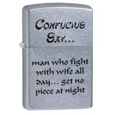 Зажигалка ZIPPO Confucius Street Chrome,латунь с никеле-хром. покрыт.,серебр.,матов., 36х12х56 мм