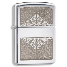 Зажигалка ZIPPO Filigree, латунь с покрытием High Polish Chrome, серебристый, глянцевая, 36x12x56 мм