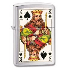 Зажигалка ZIPPO King, латунь с покрытием Brushed Chrome, серебристый, матовый хром, 36х12x56мм