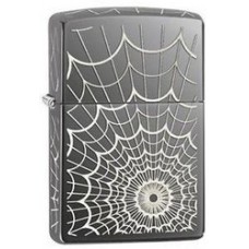 Зажигалка ZIPPO Web, латунь с покрытием Black Ice®, серый с гравировкой, глянцевая, 36х12x56 мм