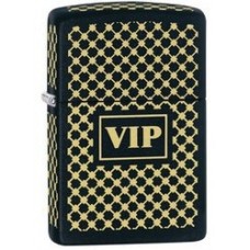 Зажигалка ZIPPO VIP, латунь с порошковым покрытием, чёрный с нанесением, матовая, 36х12x56 мм