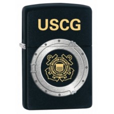 Зажигалка ZIPPO USCG, латунь с покрытием Black Matte, черный, матовая, 36х12x56 мм