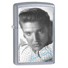 Зажигалка ZIPPO Elvis®, латунь с покрытием Street Chrome™, серебристая, матовая, 36х12x56 мм