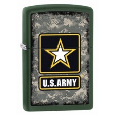 Зажигалка ZIPPO US Army, латунь с покрытием Green Matte, зеленая, матовая, 36х12x56 мм