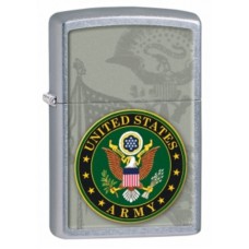 Зажигалка ZIPPO US Army, латунь с покрытием Street Chrome™, серебристый, матовая, 36х12x56 мм