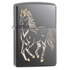 Зажигалка ZIPPO Running Horse, латунь с покрытием Black Ice®, черный, матовая, 36х12x56 мм
