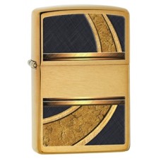 Зажигалка ZIPPO Gold & Black, латунь с покрытием Brushed Brass, золотистая с орнаментом, 36х12x56 мм