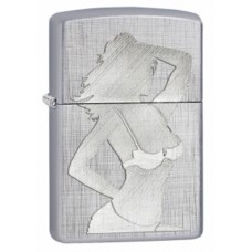 Зажигалка ZIPPO Sexy Girl, латунь с покрытием Linen Weave, серебристый, матовая, 36х12x56 мм