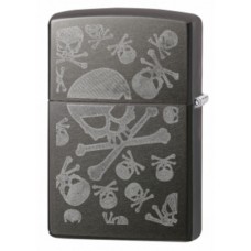 Зажигалка ZIPPO Skulls, латунь с покрытием Gray Dusk, серая, матовая, 36х12x56 мм