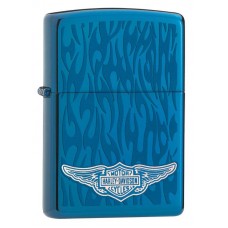 Зажигалка ZIPPO Harley-Davidson®, латунь/сталь с покрытием Sapphire™, синяя, глянцевая, 36x12x56 мм