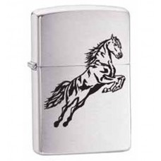 Зажигалка ZIPPO Horse, латунь с покрытием Brushed Chrome, серебристый, матовая, 36х12x56 мм