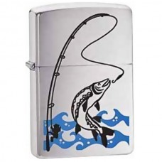 Зажигалка ZIPPO Fisherman, латунь с покрытием Brushed Chrome, серебристый, матовая, 36х12x56 мм