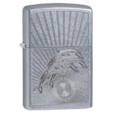 Зажигалка ZIPPO Dolphins, латунь с покрытием Brushed Chrome, серебристый, матовая, 36х12x56 мм