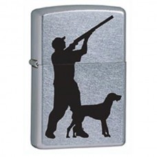 Зажигалка ZIPPO Hunter & Dog, латунь с покрытием Brushed Chrome, серебристый, матовая, 36х12x56 мм