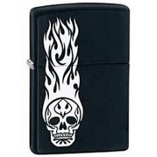 Зажигалка ZIPPO Skull Tattoo, латунь с покрытием Black Matte, чёрный, матовая, 36х12x56 мм