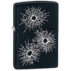 Зажигалка ZIPPO Bullet Holes, латунь с покрытием Black Matte, чёрный, матовая, 36х12x56 мм