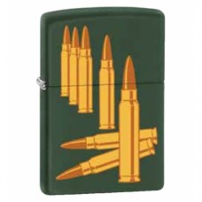 Зажигалка ZIPPO Bullets, латунь с покрытием Green Matte, зелёный, матовая, 36х12x56 мм