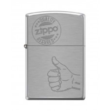 Зажигалка ZIPPO 200 Zippo Quality Assured, латунь/сталь с покрытием Brushed Chrome, 36x12x56 мм