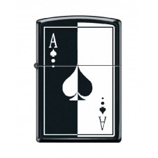 Зажигалка ZIPPO 218 Ace, латунь/сталь с покрытием Black Matte, чёрная, матовая, 36x12x56 мм