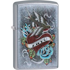 Зажигалка ZIPPO Vintage Tattoo с покрытием Street Chrome™, латунь/сталь, серебристая, 36x12x56 мм