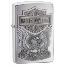 Зажигалка ZIPPO Harley-Davidson®, с покрытием Brushed Chrome, латунь/сталь, серебристая, 36x12x56 мм