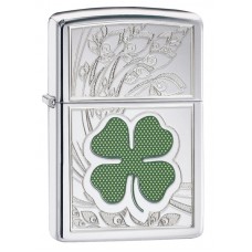 Зажигалка ZIPPO Classic "Клевер" с покрытием High Polish Chrome