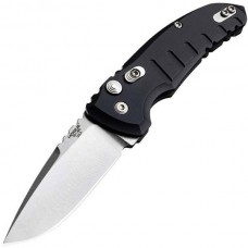 Автоматический складной нож A01-Microswitch, Stone-Tumbled Drop Point Blade, Black Aluminum Handle