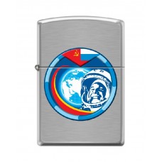 Зажигалка ZIPPO Гагарин с покрытием Brushed Chrome