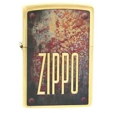 Зажигалка ZIPPO Rusty Plate с покрытием Brushed Brass, латунь/сталь, золотистая, 36x12x56 мм