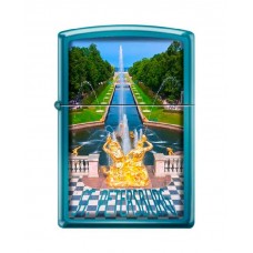 Зажигалка ZIPPO Петергофский фонтан, латунь/сталь с покрытием Sapphire™, синяя, 36x12x56 мм