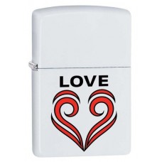 Зажигалка ZIPPO 214 Love Theme с покрытием White Matte, латунь/сталь, белая, матовая, 36x12x56 мм