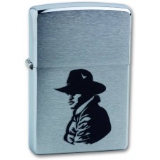 Зажигалка ZIPPO Bronco Cowboy Brushed Chrome, латунь, ник.-хром. покр., сереб., матов., 36х56х12 мм