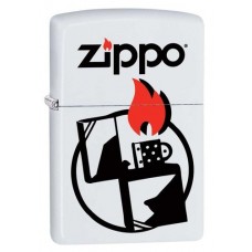 Зажигалка ZIPPO 214 Zippo с покрытием White Matte, латунь/сталь, белая, матовая, 36x12x56 мм