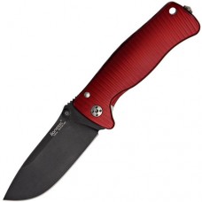 Нож складной SR-2 Mini, Solid® Red Anodized Aluminum Handle, Black MilSpec Finish Sleipner Stainless Steel