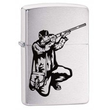 Зажигалка ZIPPO Охотник, с покрытием Brushed Chrome, латунь/сталь, серебристая, матовая, 36x12x56 мм