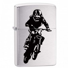 Зажигалка ZIPPO 200 Motorcross Rider с покрытием Brushed Chrome, латунь/сталь, матовая, 36x12x56 мм