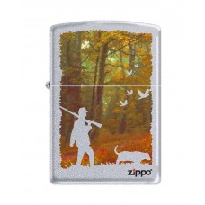 Зажигалка ZIPPO Осенняя охота, латунь/сталь с покрытием Satin Chrome, серебристая, 36x12x56 мм