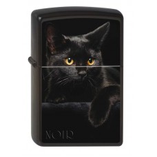 Зажигалка ZIPPO Чёрная кошка, латунь с покрытием Black Matte, чёрная, матовая, 36x12x56 мм