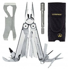 Подарочный набор инструментов Leatherman Wave (831878) серебристый компл.:мультитул/удлинитель/чехол кожаный