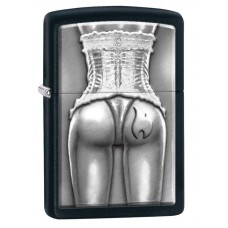 Зажигалка ZIPPO Девушка в корсете, латунь с покрытием Black Matte, чёрная, матовая, 36х12x56 мм