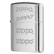 Зажигалка ZIPPO 200 Zippo Logo с покрытием Brushed Chrome, латунь/сталь, серебристая, 36x12x56 мм