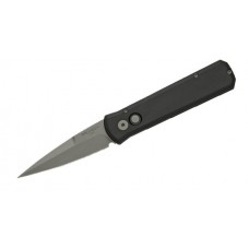 Автоматический складной нож Godson™ Solid Black Handle, Bead Blasted Blade 8.0 см.