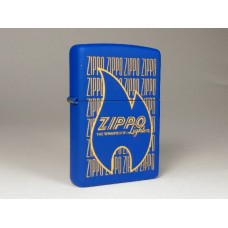 Зажигалка ZIPPO 229 Zippo Logo Variation с покрытием Blue Matte, латунь/сталь, синяя, 36x12x56 мм