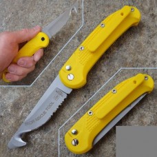 Выкидной нож - стропорез + стеклобой Rescue Tool Glass Breaker Yellow 9.0 см.