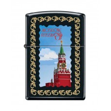 Зажигалка ZIPPO Московский кремль, латунь/сталь с покрытием Black Matte, чёрная, 36x12x56 мм