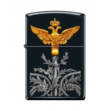 Зажигалка ZIPPO Двуглавый орёл, латунь/сталь с покрытием Black Matte, чёрная, матовая, 36x12x56 мм